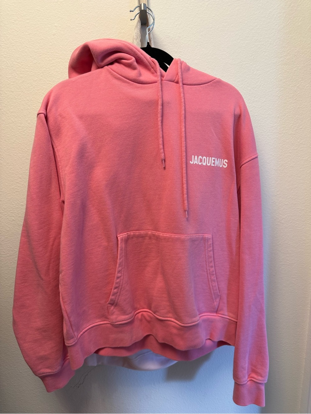 Jacquemus Pink Drawstring Hoodie With White Logo